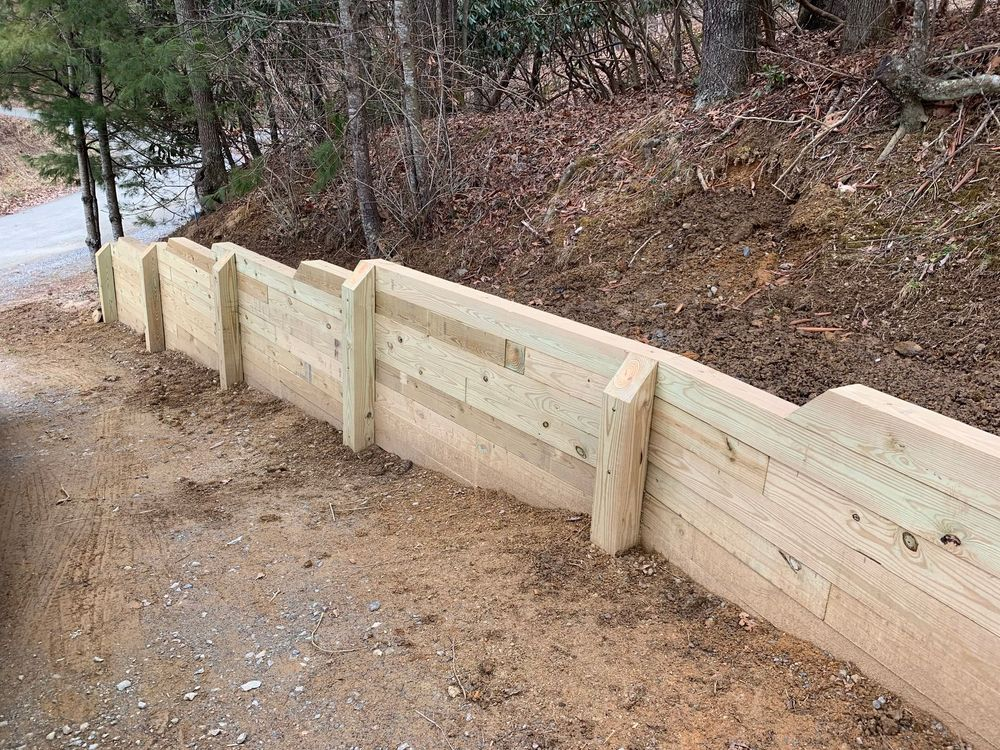 Wood retaining wall construction service