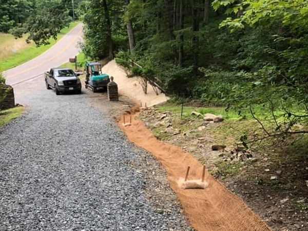 Gravel driveway and landscaping preparation